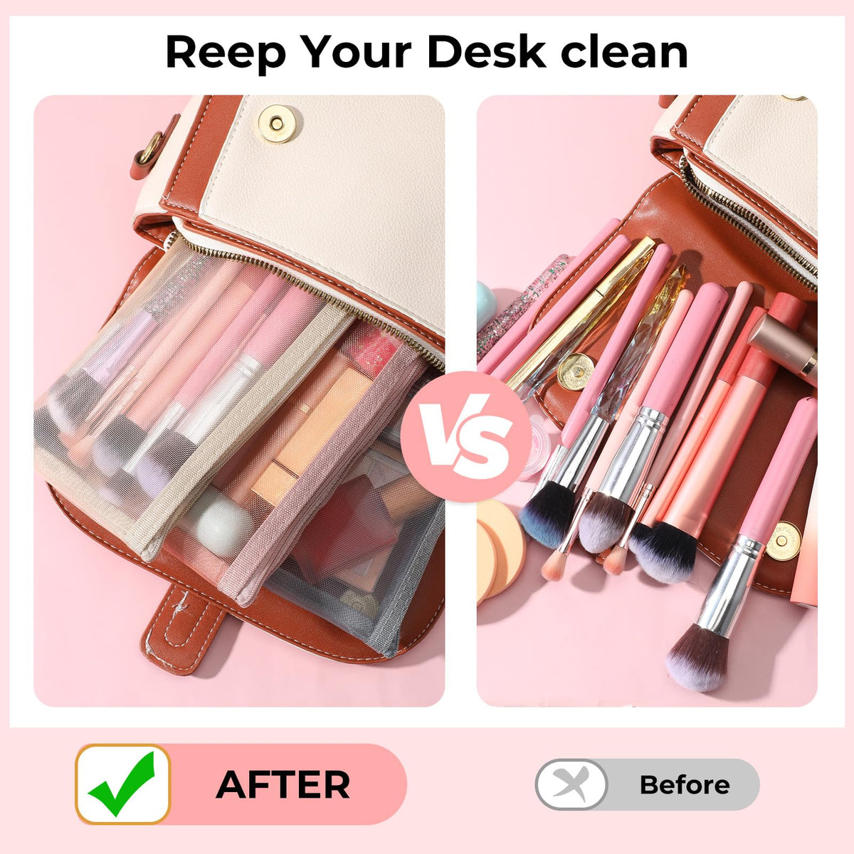 5PCS Makeup Brush Pouch with Zipper Clear Mesh Slim Makeup Bag for Purse - thewildfolk 5PCS Makeup Brush Pouch with Zipper Clear Mesh Slim Makeup Bag for Purse