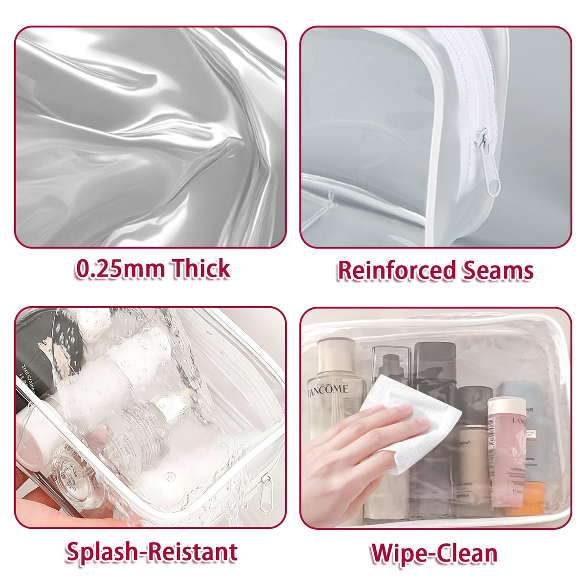 6 Pcs Large Clear Makeup Bags, TSA Approved Toiletry Bags for Travel, Waterproof Clear Pouches with Zipper, Plastic Cosmetic Organizer Case for Women Men Vacation Bathroom Essentials (White Large) - thewildfolk 6 Pcs Large Clear Makeup Bags, TSA Approved Toiletry Bags for Travel, Waterproof Clear Pouches with Zipper, Plastic Cosmetic Organizer Case for Women Men Vacation Bathroom Essentials (White Large)