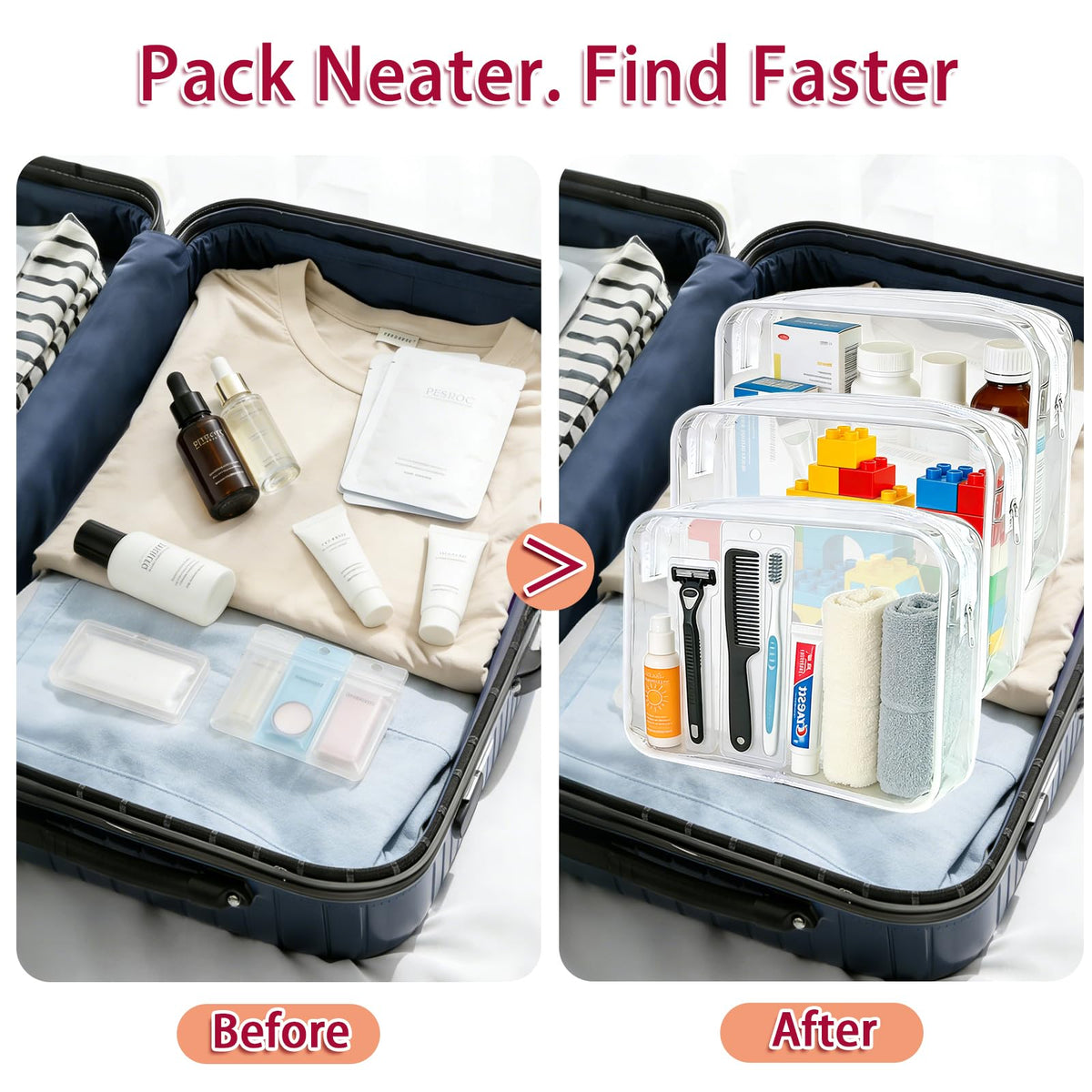 6 Pcs Large Clear Makeup Bags, TSA Approved Toiletry Bags for Travel, Waterproof Clear Pouches with Zipper, Plastic Cosmetic Organizer Case for Women Men Vacation Bathroom Essentials (White Large) - thewildfolk 6 Pcs Large Clear Makeup Bags, TSA Approved Toiletry Bags for Travel, Waterproof Clear Pouches with Zipper, Plastic Cosmetic Organizer Case for Women Men Vacation Bathroom Essentials (White Large)