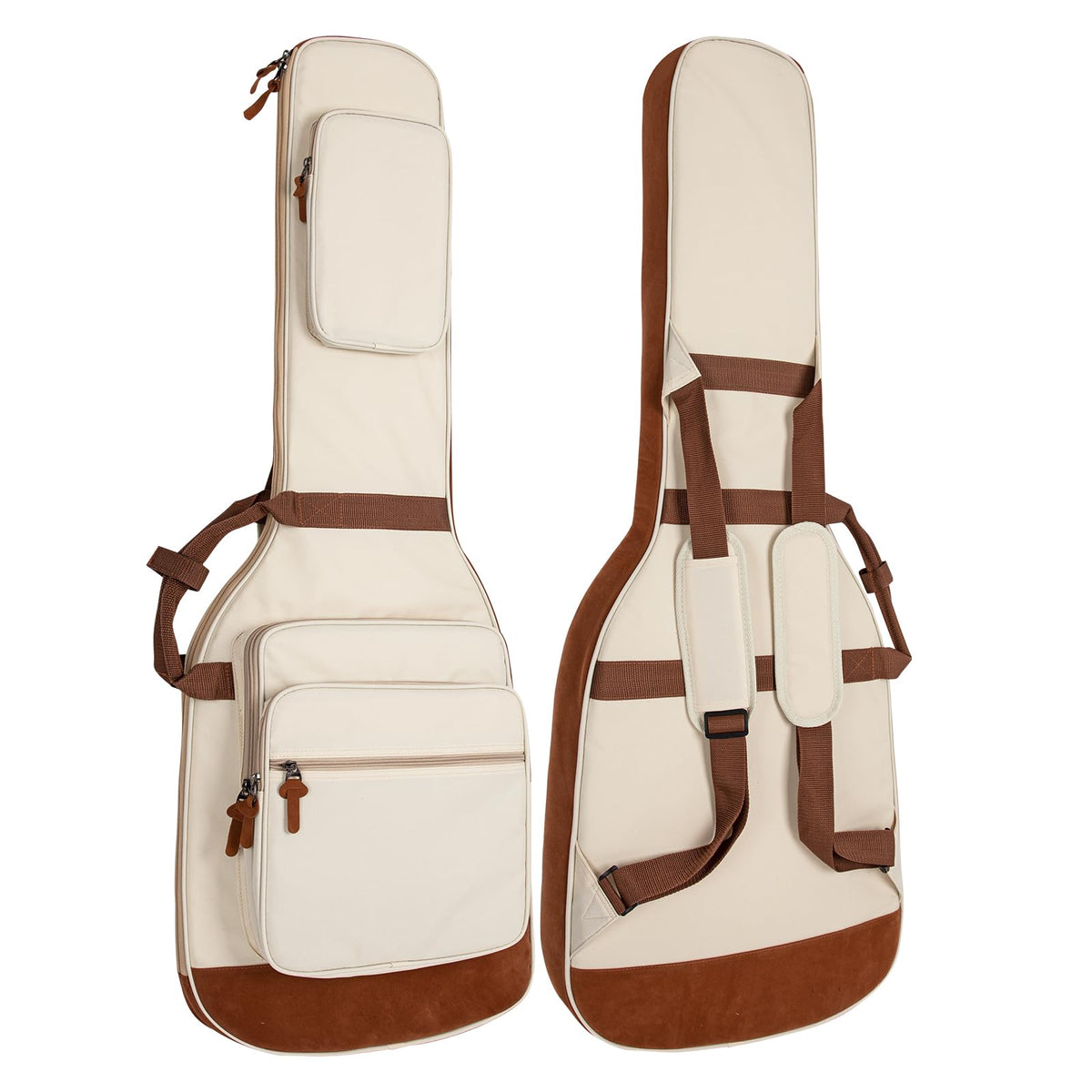 Muscab Electric Guitar Bag 0.5 Inch Padding Electric Guitar Case, Electric Guitar Gig Bag Backpack with Neck Strap and 4 Pockets, White