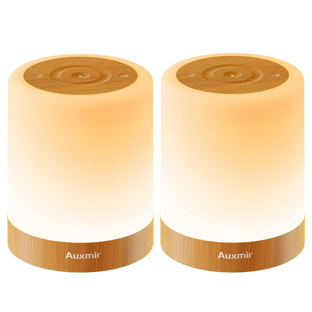 Auxmir Nursery Night Light, Rechargeable Touch Lamp, 256 RGB, Brown-2 Pack