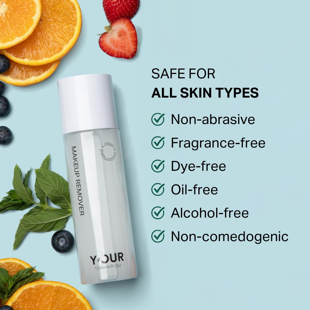 Y'OUR Soothing Micellar Cleansing Water: Waterproof Makeup Remover for Eyes & Lips. Hydrating Oil Control with Aloe Vera, Sensitive Skin, Permanent Lip Stain Remover
