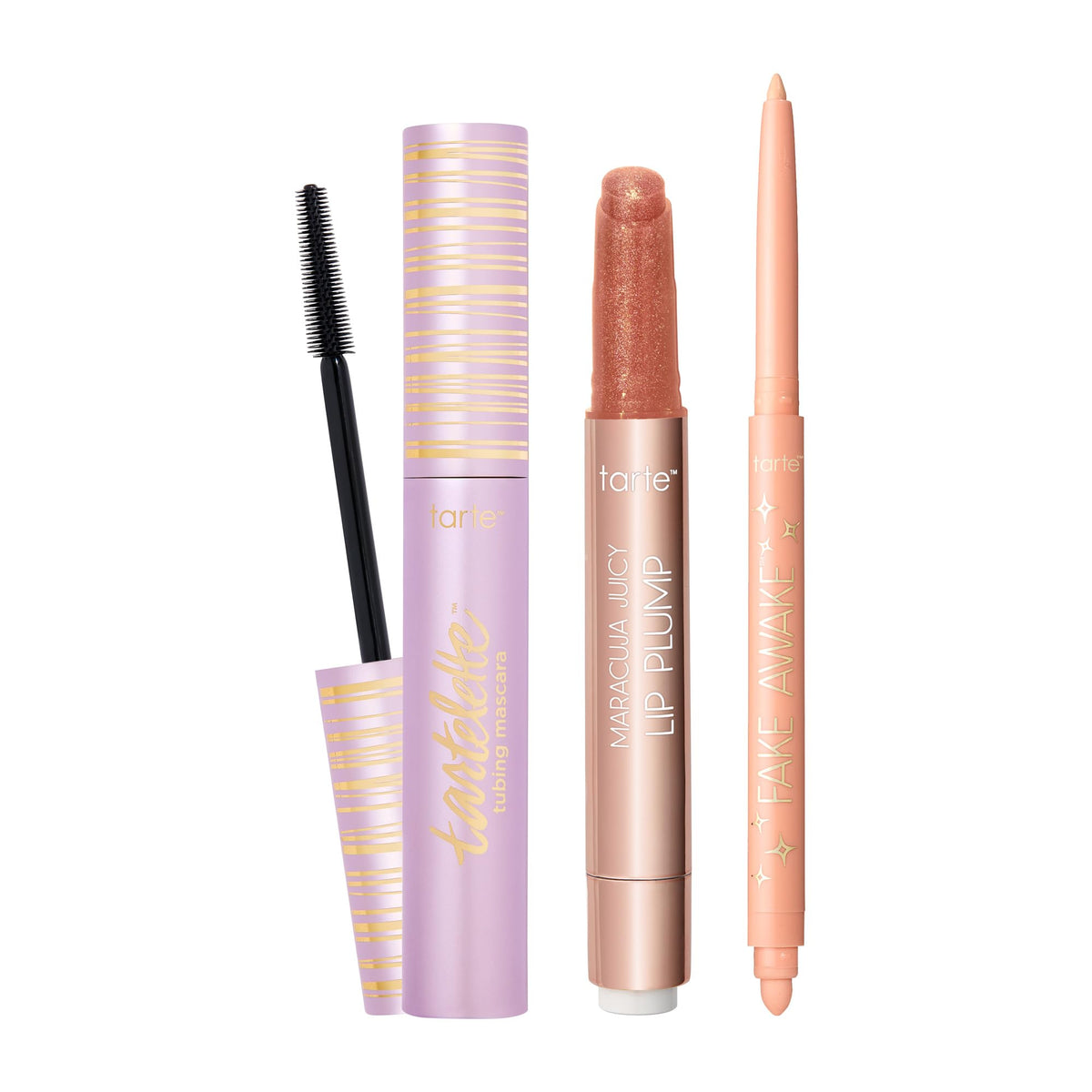 tarte viral must haves trio – Makeup Set with Hydrating Lip Plumper Gloss Balm, Smudge-Proof Longwear Mascara for Volume & Length, Cruelty-Free, full size, rosy copper