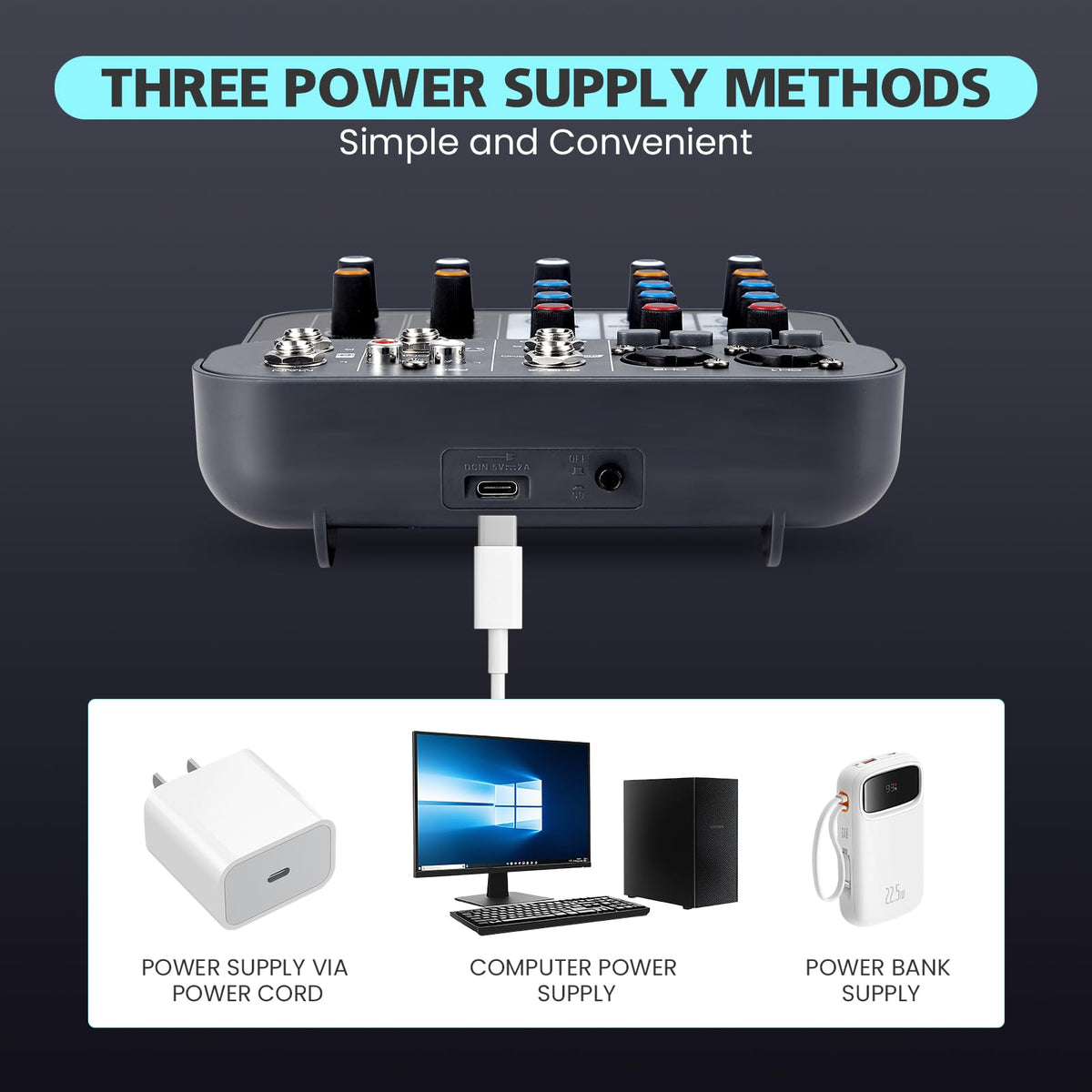 Boeska 4 Channel DJ Audio Mixer, DJ Mixers Sound Board, Sound Mixer Board XLR 1/4" Interface, BT USB MP3 Computer Input 48V Phantom Power Stereo Karaoke DJ Studio Streaming KTV Stage