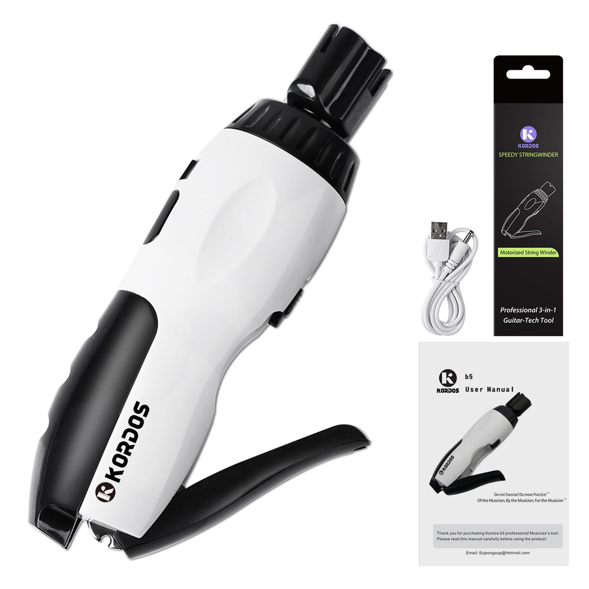 KORDOS Guitar String Winder Tool Electric for Electric Gutiar, Rechargeable