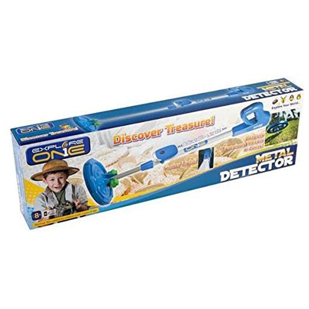 ExploreOne Metal Detector for Kids | Water Resistant, Light Weight, Adjustable Junior Metal Detector | Blue