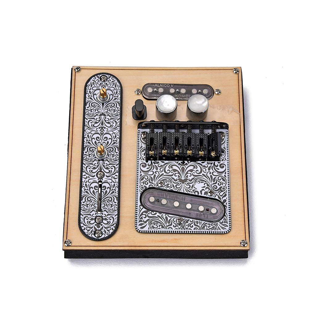 Ogdni 6 Strings Guitar Saddle Bridge Plate With Alnico V Pickup for Telecaster Fender,Electric Guitar 3 Way Switch Loaded Control Plate,Guitar Neck Pickup Set kit Replacement(GMA15)