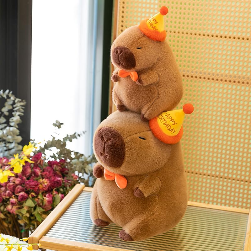 Arkdorz Cute Birthday Capybara Plush,12inch Kawaii Capybara Stuffed Animal Soft Stuffed Toy Birthday Gifts Party Decoration for Kids
