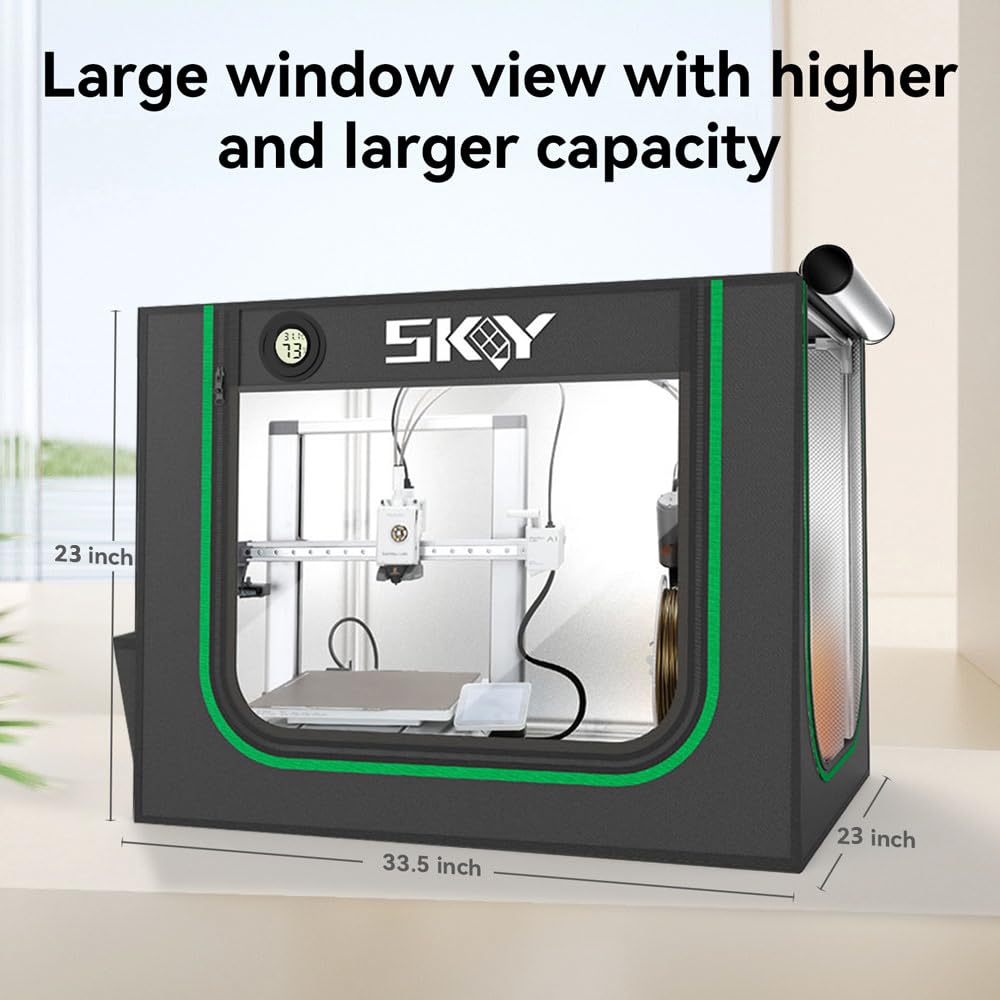 Skouphy 3D Printer Enclosure with LED Light, Smoke Exhaust Kit, Thermo-Hygrometer,Fireproof Dustproof Tent Constant Temperature for Bambu Lab A1,Eufymake E1 UV Printer