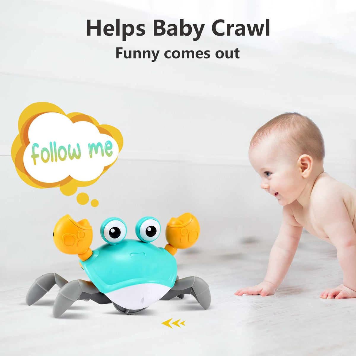 control future Crawling Crab Toy for Little Ones, Tummy Time Toy with Music and Lights, Interactive Moving Crab for Crawling, Walking and Early Development, Birthday Gift for Kids