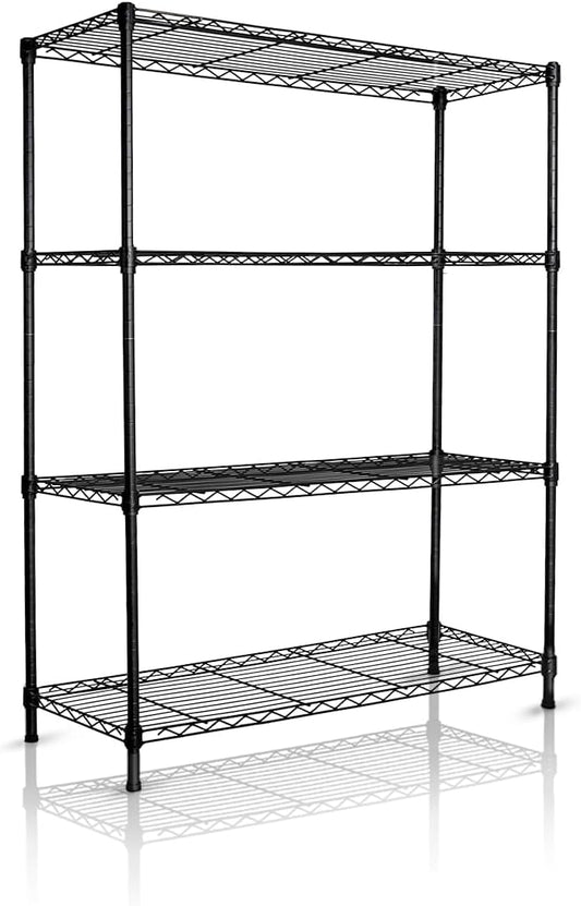 Heavy-Duty Black 4 Tiers Steel 36x14x54 Wire Shelving NSF Certified. Adjustable Storage Rack for Kitchen,Garage,and Laundry Utility Room (4Tiers-36x14x54)