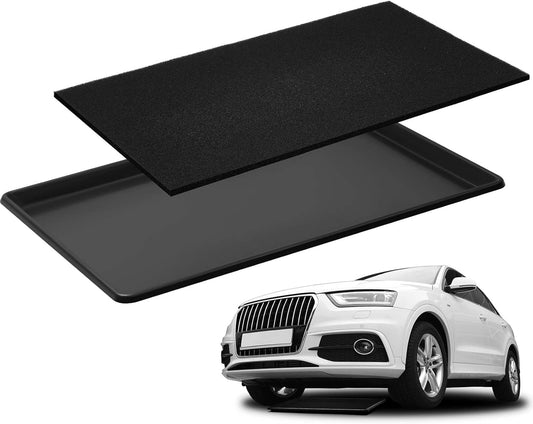 Uiifan 1 Set 35 x 24 x 1.4 Inch Oil Drain Drip Pan for Under Car with Square No Splatter Pad Oil Drip Tray Transmission Garage Automotive Driveway to Keep Floor Clean, Black