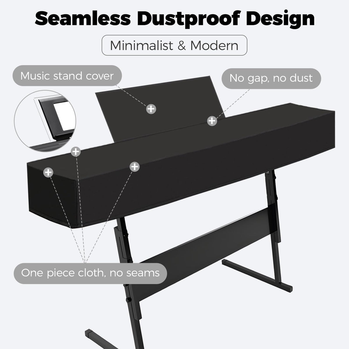 Uieleir 88 Keys Piano Keyboard Cover-Waterproof, Dustproof & Pet Hair Resistant– Premium Soft Thick Fabric, Easy Clean, Seamless & Elegant Digital Piano Protector for Home & Studio Use (Black)
