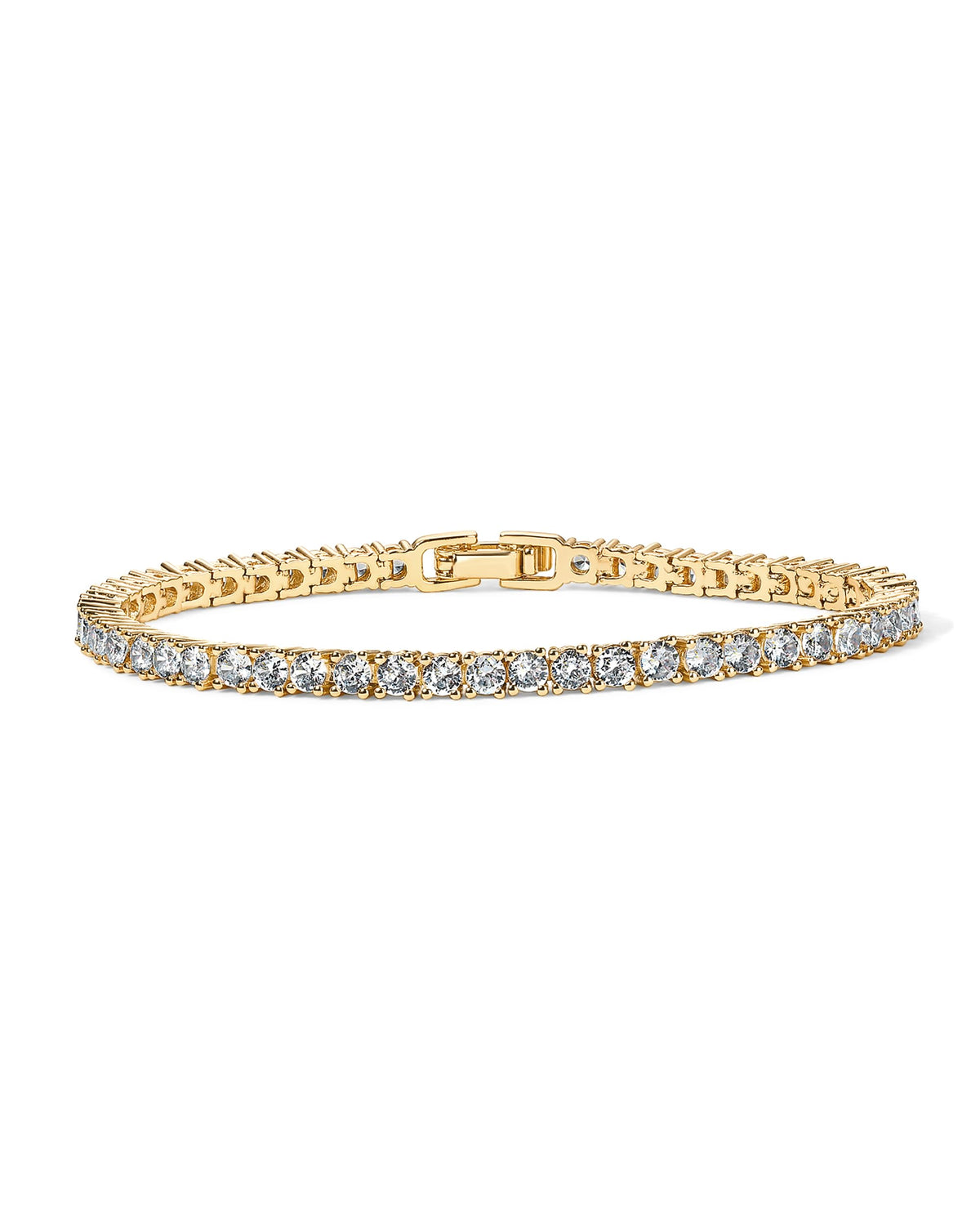 PAVOI CZ Classic Tennis Bracelet for Women, 14K Gold Plated, Yellow Gold