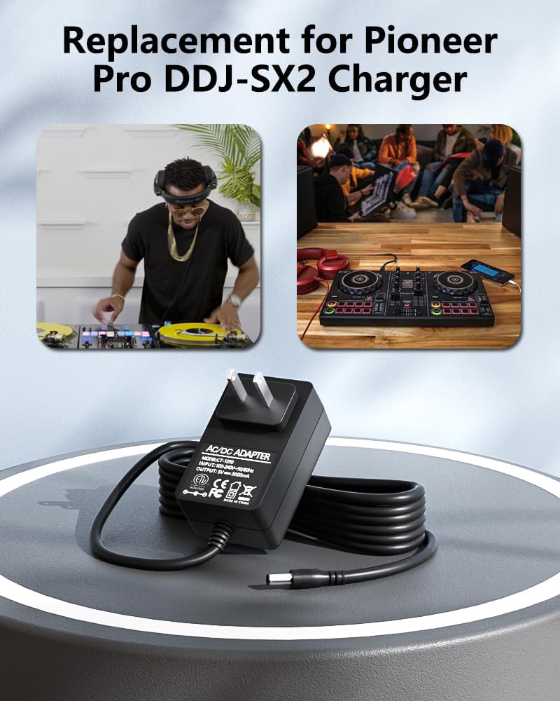 Replacement for Pioneer DJ Controller Charger Compatible with Pioneer Pro DDJ-SX3 DDJ-SX2 DDJ-SX1 DDJ-SX Mixer Switching Transformer Power Adapter Cord