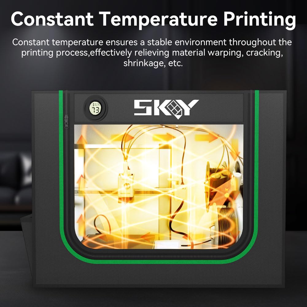 Skouphy 3D Printer Enclosure with LED Light, Smoke Exhaust Kit, Thermo-Hygrometer,Fireproof Dustproof Tent Constant Temperature for Bambu Lab A1,Eufymake E1 UV Printer