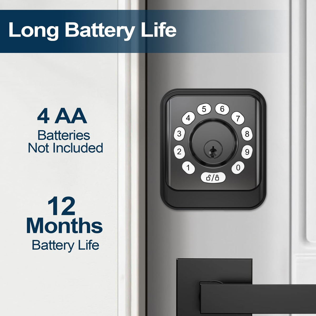 Keypad Smart Door Lock, Keyless Entry Door Lock with Keypad