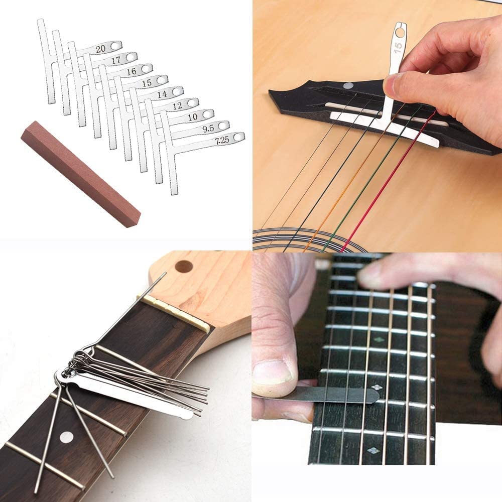 72PCS Guitar Tool Kit,Professional Guitar Repairing Maintenance Tool Kit with Guitar Strings Picks Bridge Pins Gauge Guitar Accessories Gifts for Acoustic Guitar Electric guitar Ukulele Bass Banjo