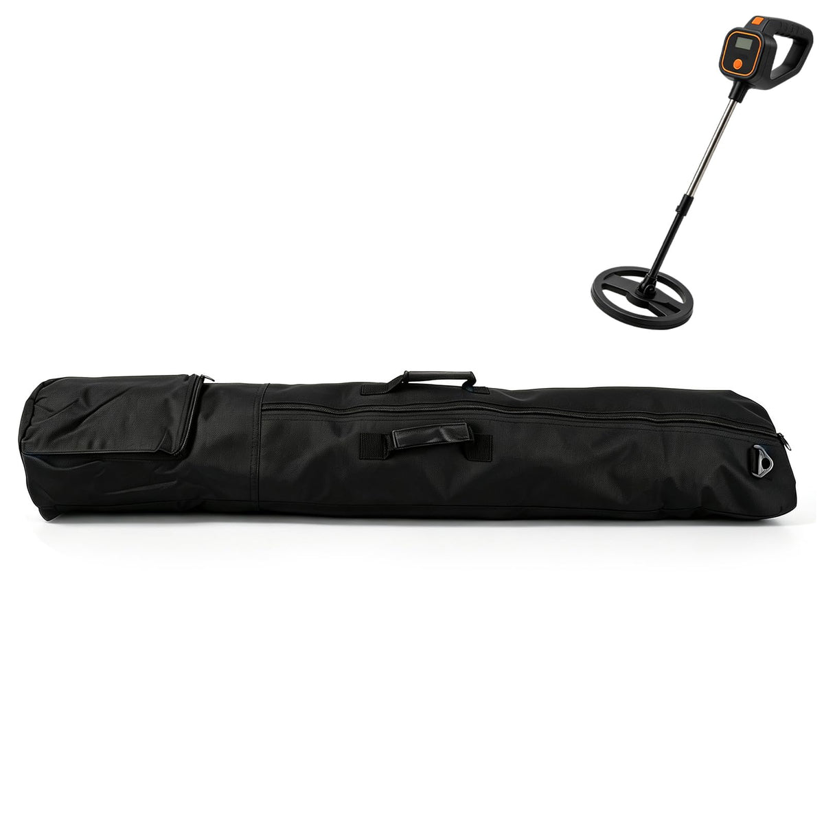 41.3in Universal Metal Detector Carry Bag, Water Proof Outdoor Detecting All Purpose Padded Carry Bag Metal Detector Travel Bag with Pocket for All Metal Detectors, Black