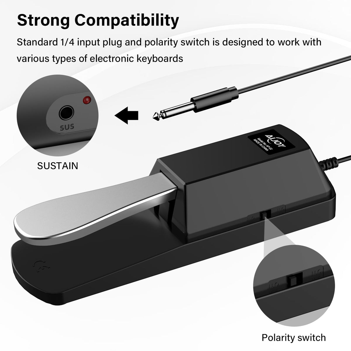 Aijoy 6.35mm Sustain Pedal for Electronic Keyboard