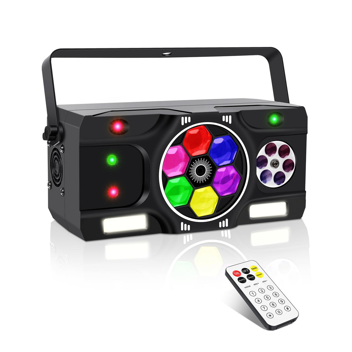 Telbum DJ Party Lights, 80W 6IN1 LED DJ Disco Light DMX & Remote Control, RGBW Bee-Eye Effect - Multi Patterns - White Strobe Effect, Sound Activated Stage Light for Wedding Dance Gig Bar Rave