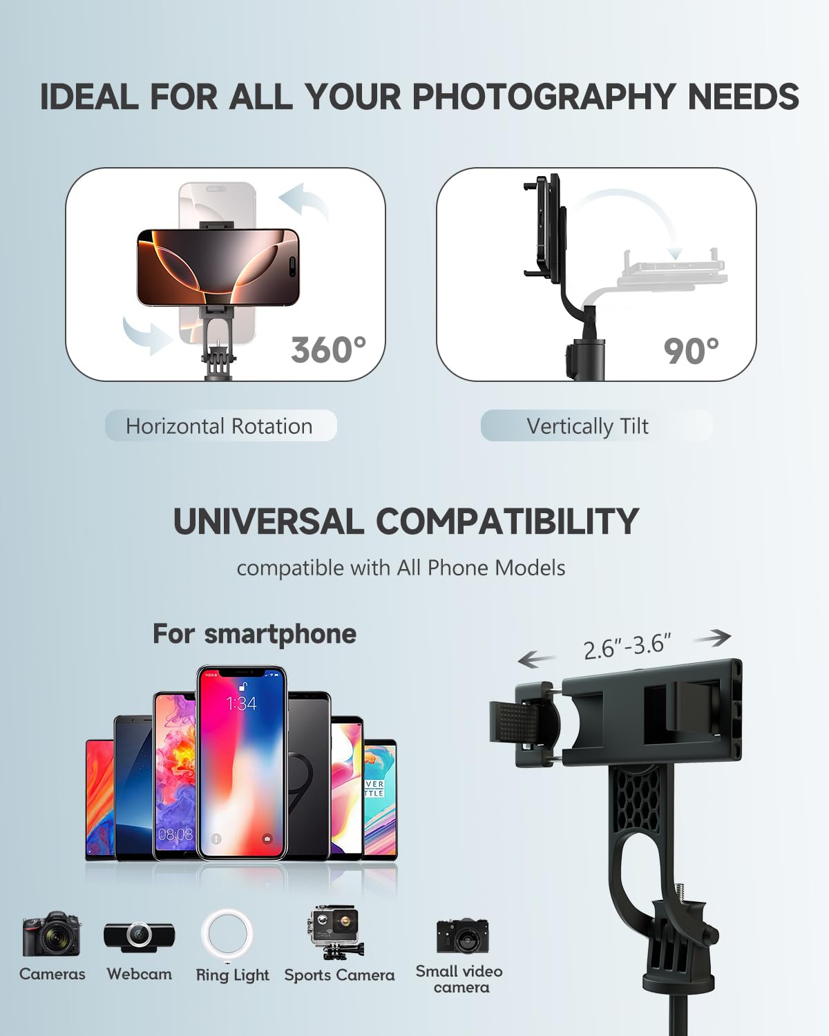 RISEOFLE 71” Phone Tripod & Selfie Stick, Portable All in One Extendable Cell Phone Tripod Stand, with Wireless Remote Control for iPhone/Samsung/Android/Camera