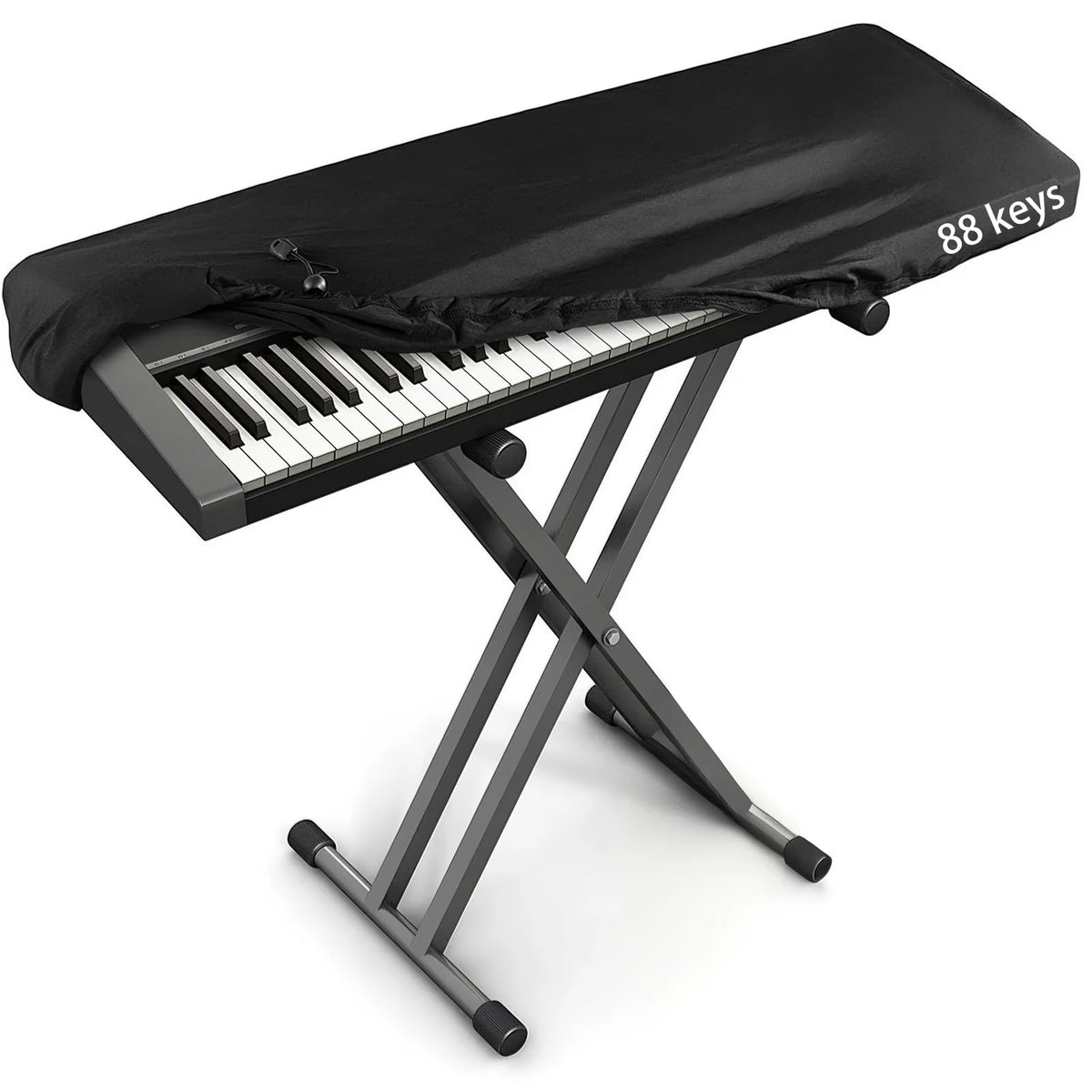 88 Key Keyboard Dust Cover - Stretchable Fabric Protector for Digital Piano & Electronic Keyboards (Black) - Universal Fit with Storage Bag