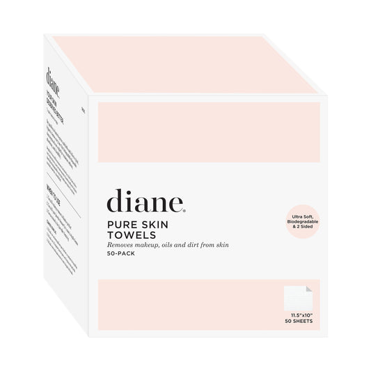 Diane Pure Skin Towels, Disposable Face Towels for Hygienic Cleanse, Makeup Remover Dry Wipes, XL Face Towels that Remove Makeup, Oils, & Dirt from Skin, Eco-Friendly, Vegan, Biodegradable - 50-Pack