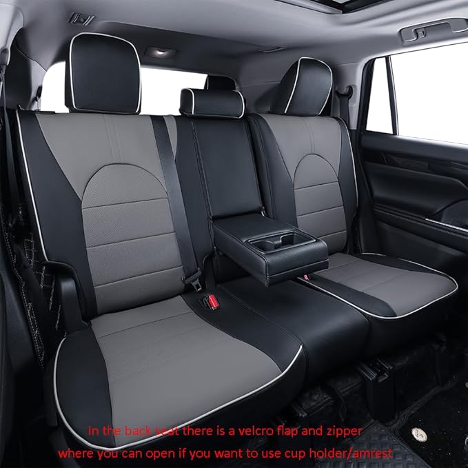 EKR Camry Car Seat Covers for Toyota Camry Hybrid LE,XLE 2012-2017 & Hybrid SE 2015-2017,Waterproof Leather Car Seat Cover Full Set for Trucks SUV-Faux Leather (Black/Gray)