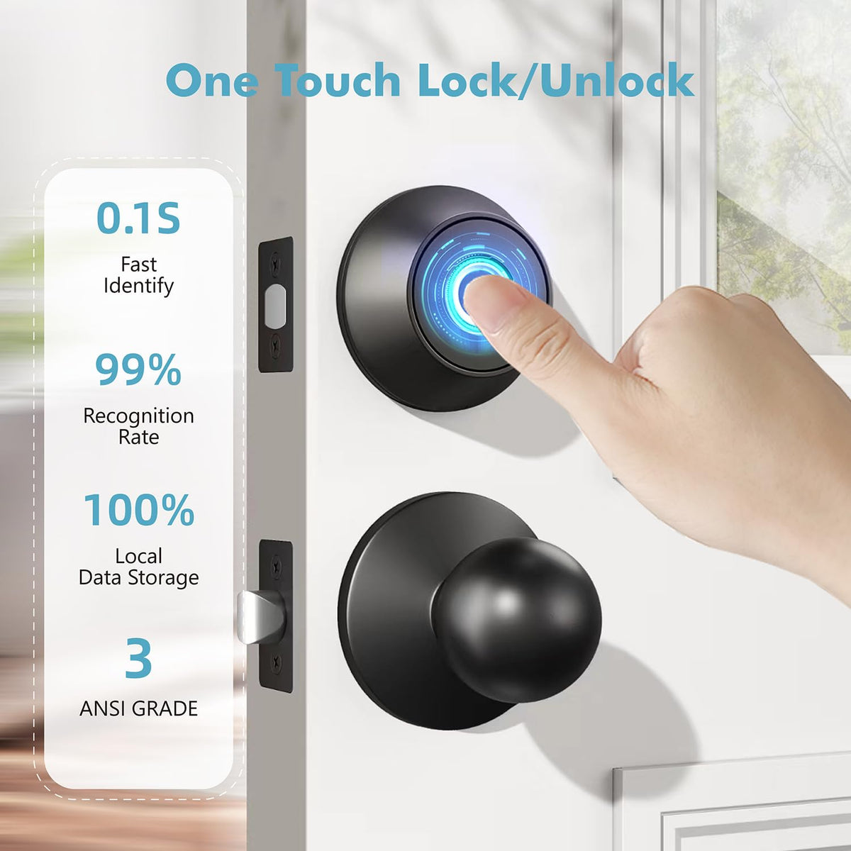 Fingerprint Keyless Entry Door Lock,Smart Deadbolt Locks with App Countrol,Biometric Door Lock with 2 Keys,10 Months Battery,Auto-Lock,One-Touch Lock,Easy Install,Deadbolt Alternative,IP66 Waterproof