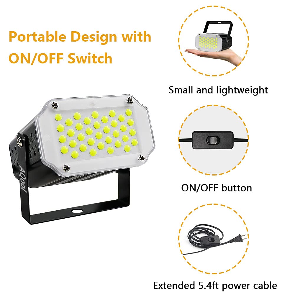 AQOOL 2-Pack LED White Strobe Lights for Halloween, Mini 36 LED Strobe
