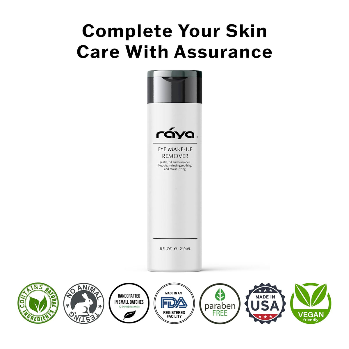 Raya Eye Make-Up Remover 8 oz (105) | Oil-Free, Make-Up Removing Cleansing Fluid | Gently Removes Non-Water-Proof Mascara | Great For Sensitive Skin
