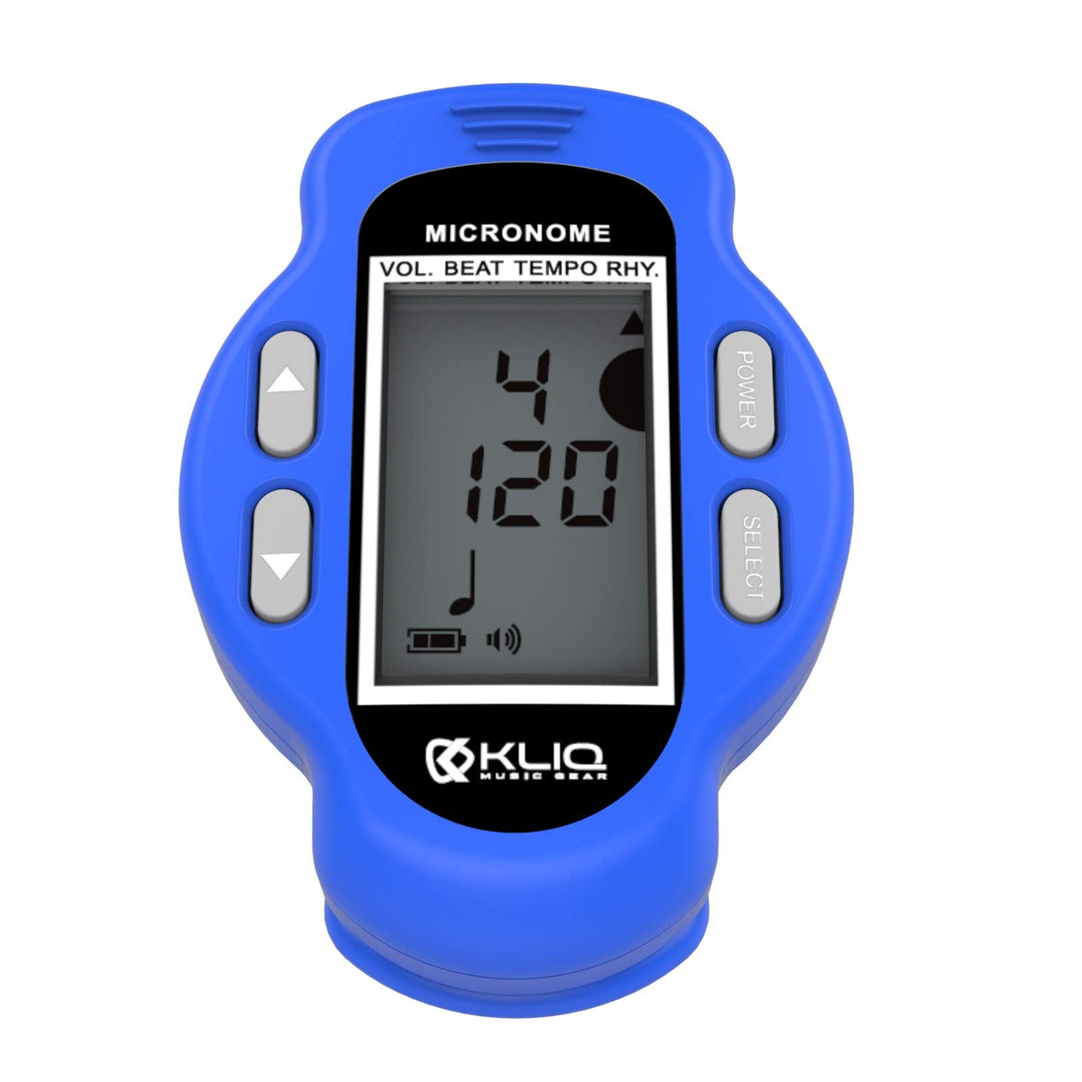 KLIQ MicroNome - Mini Rechargeable Digital Metronome - with Speaker (Digital Volume, Beat and Tempo Adjustment) Designed for use with Piano, Guitar, Saxophone, Flute, Violin, Drum (Blue)