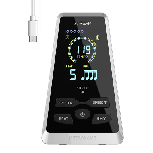 Digital LCD Display Metronome For Piano Guitar Drums Violin Ukulele Practice, Rhythm Beat Speed Adjustable, Rechargeable, Electronic Metronome with Volume Knob
