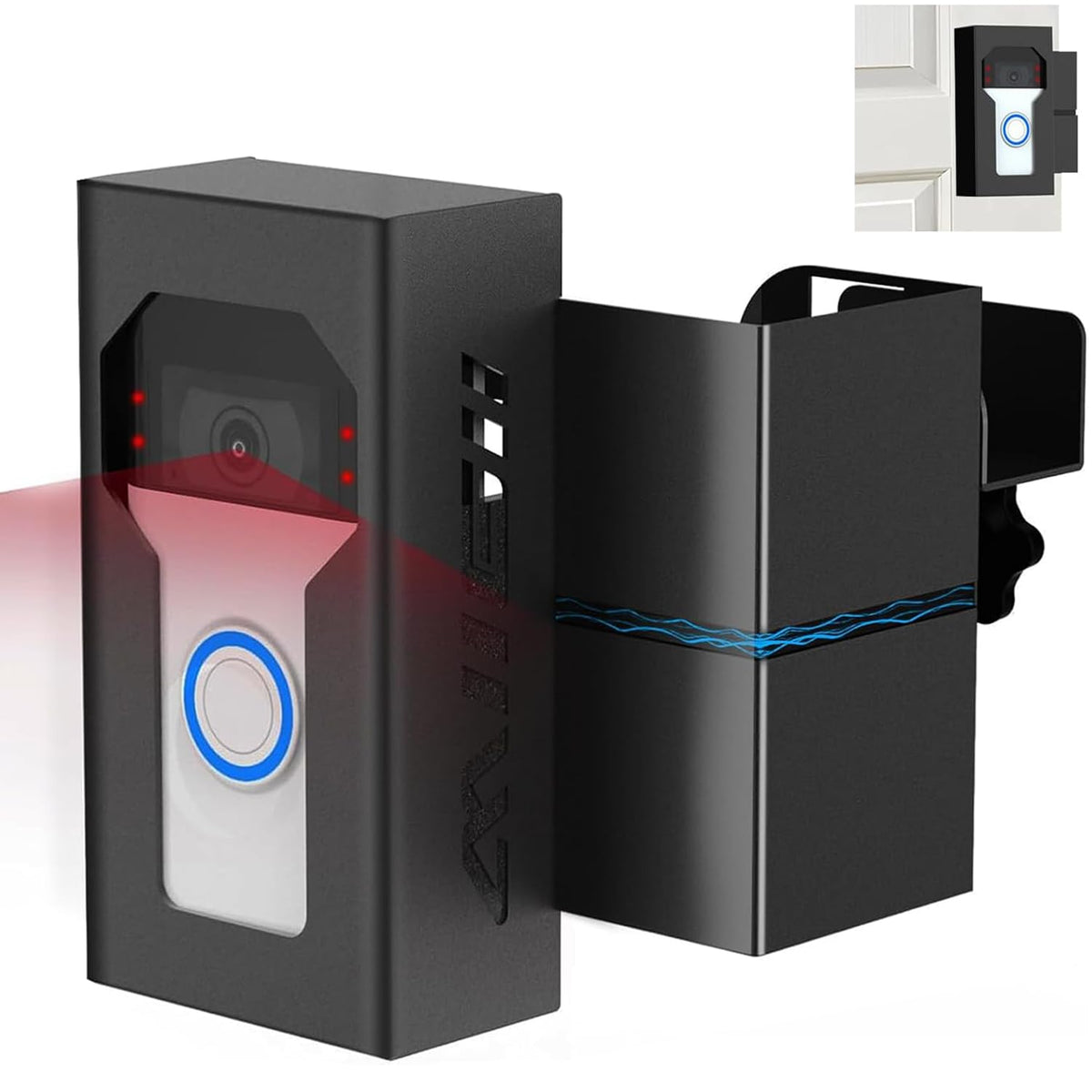 Anti Theft Ring Doorbell Mount, All Metal Ring Camera Door Mount Upgrade with Charging Port, No Drill Ring Doorbell Holder for Home Apartment Door, Compatible with Ring / Blink Video Doorbell