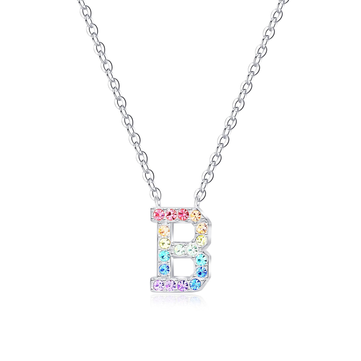 Dixbix Women Initial Letter Necklaces,Initial B Birthstone Necklace Jewelry Gifts for Women (B)