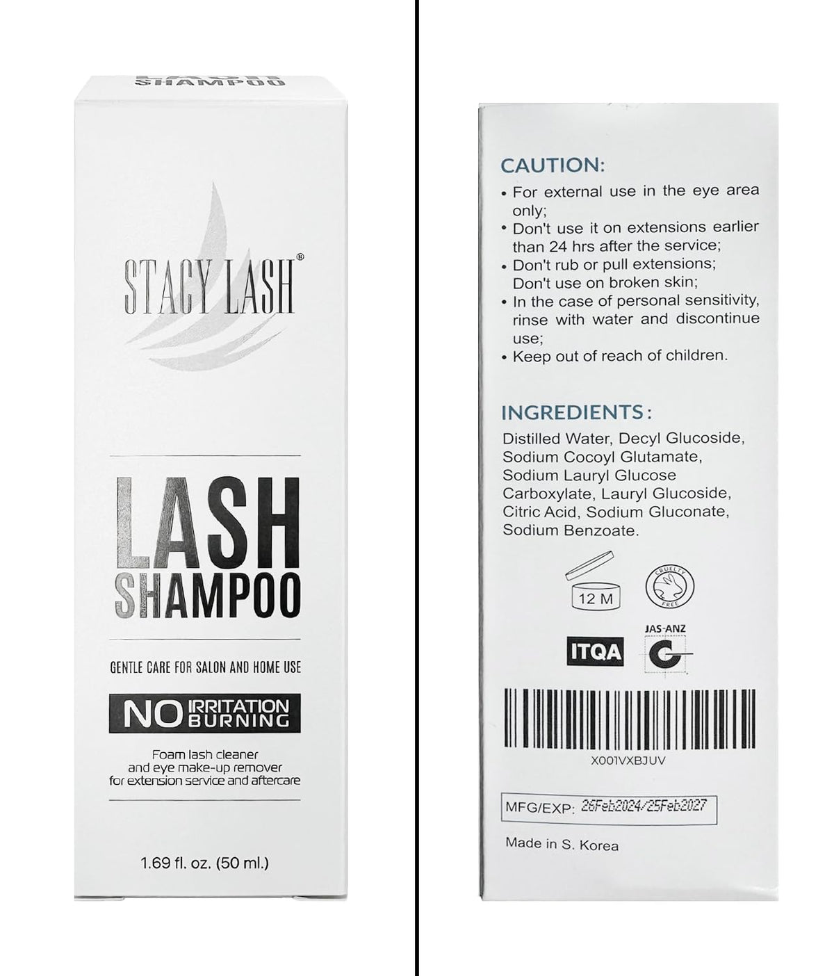 STACY LASH Eyelash Extension Shampoo + Brush / 1.69 fl.oz / 50ml / Korean Makeup Remover/Eyelid Foaming Cleanser/Wash for Extensions & Natural Lashes/Supplies for Professional & Home Use