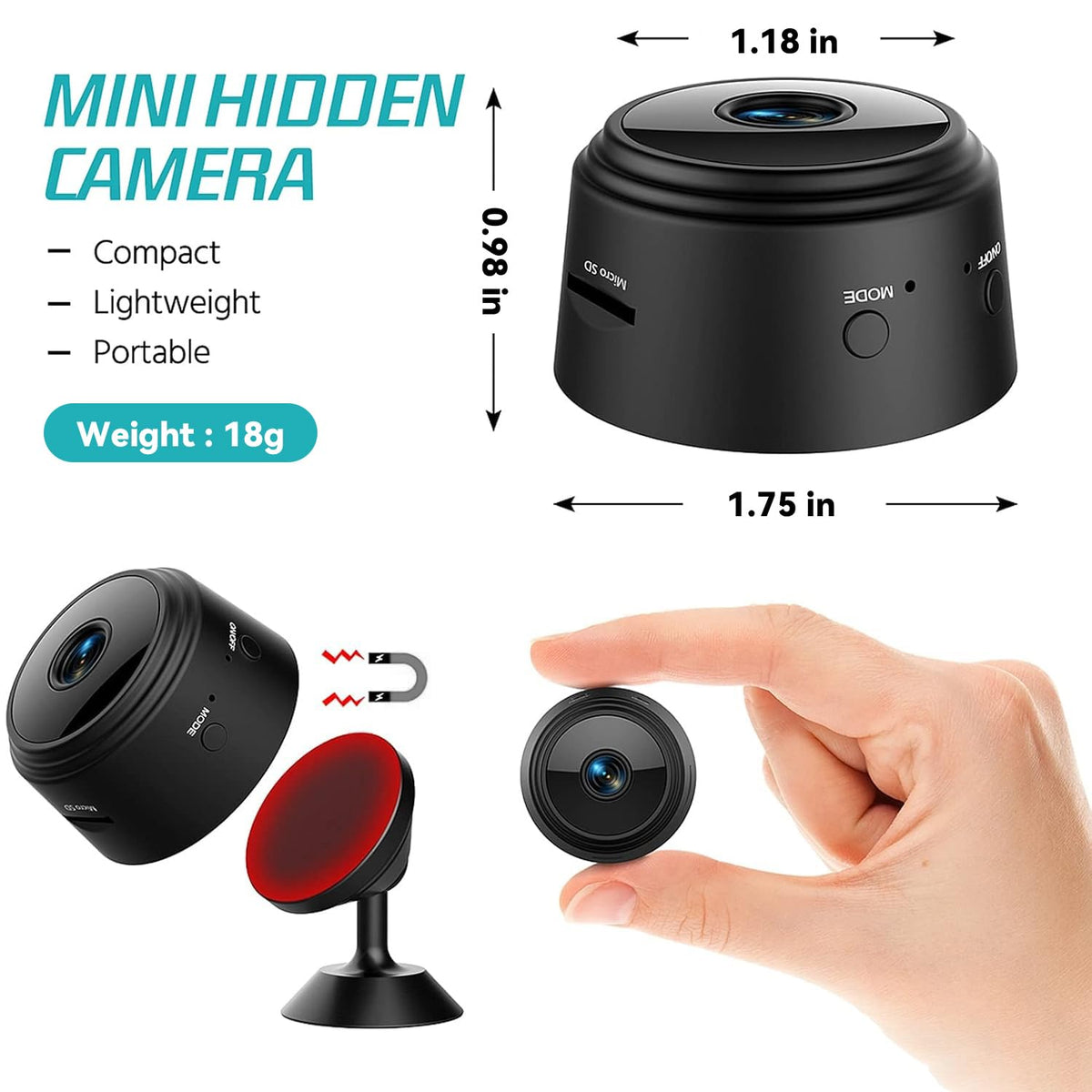 BYTFUOD Spy Hidden Camera 1080P WiFi Mini Wireless Home Security