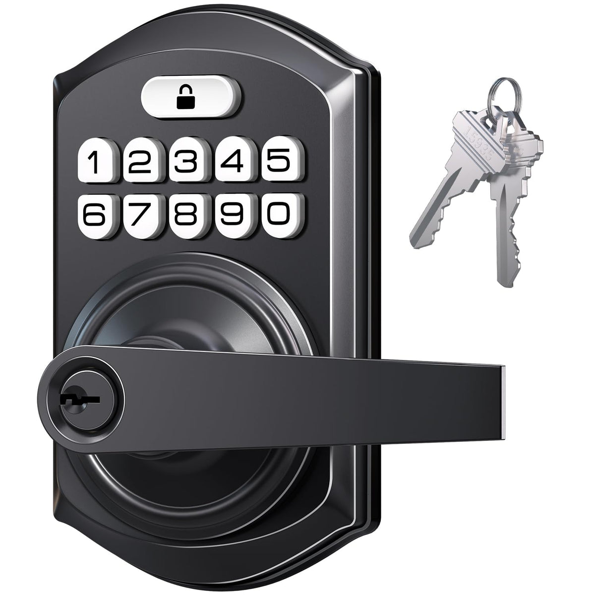TEEHO TE004 Keyless Entry Door Lock Handle with Keypad, Matte Black
