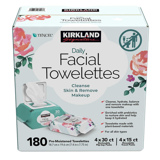Kirkland Signature Daily Facial Towelettes, 180 Count