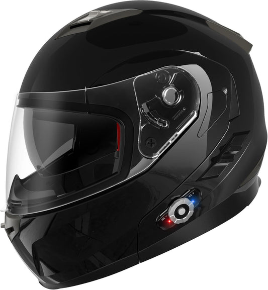 Motorcycle Helmet Bluetooth 5.0 Integrated New EPS FreedConn BM2-S Modular Flip Up Dual Visor Motorbike Helmet DOT FMVSS-218 Approved MP3 FM for Adults Men Women(Small, Glossy Black)