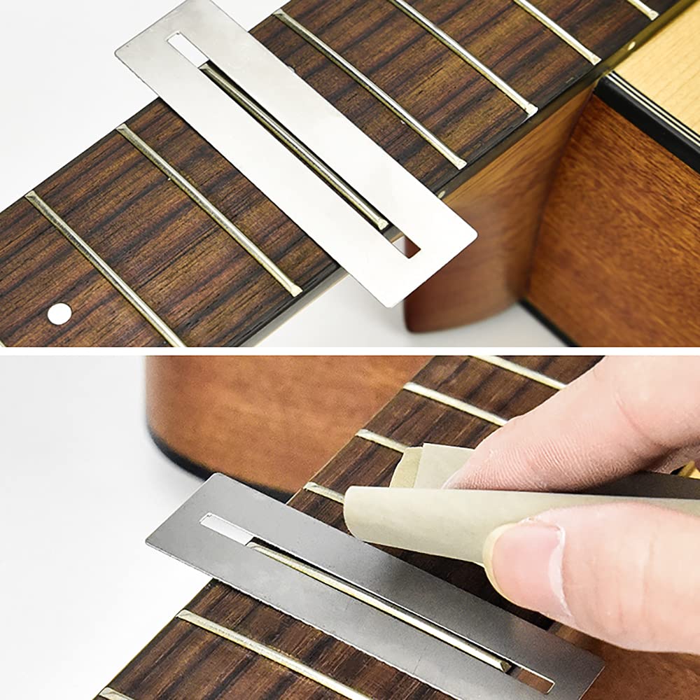 SOUJOY 17 Pieces Guitar Luthier Tool Set, Fret Rubber Hammer, Fret Crowning File, Fret Leveling Beam Sanding Leveler Beam, Fret Rocker, Fingerboard Guards, String Spreaders for Guitar Bass