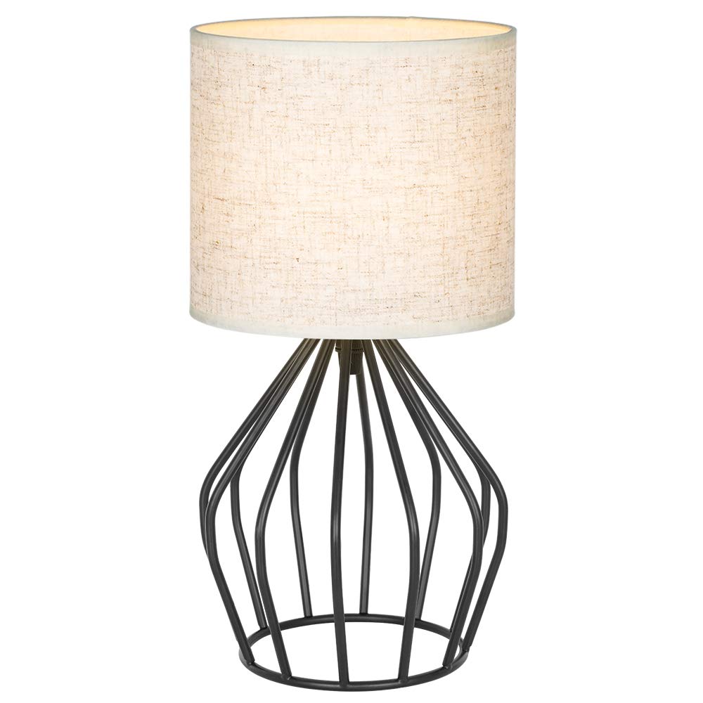 HAITRAL Black Modern Table Lamp - Minimalist Small Bedside Lamp,13.8 Inch