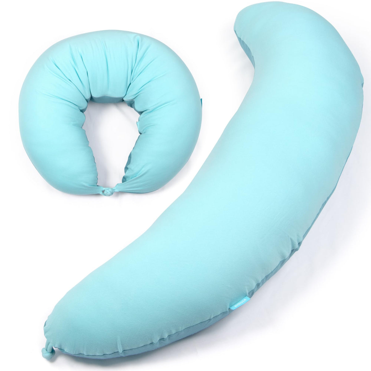 BYRIVER 43" Mint Green Cooling Side Sleeping Body Pillow for Adults Women Men, Contour Curved J Shaped Hugging Pillow for Pregnancy Belly Leg Knee Support (XL)