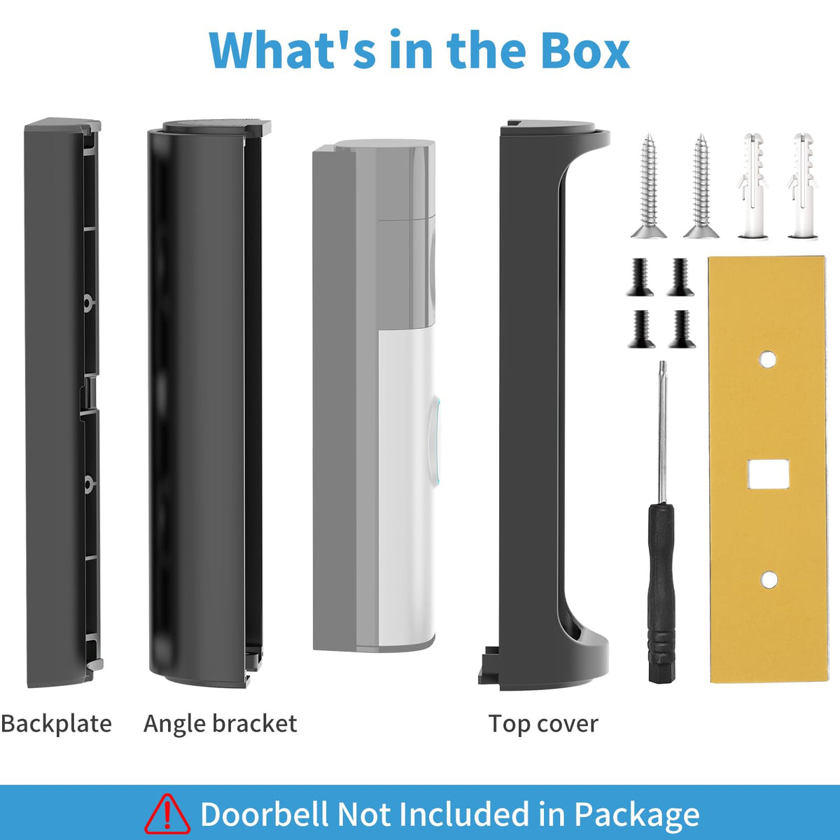 360° Adjustable Ring Doorbell Angle Mount for 2026 Newest Battery Doorbell/Plus/Pro (2nd Gen), No-Drill Adhesive Corner Wedge Kit with Rain Cover, Anti-Theft Video Doorbell Kits for Houses Apartments