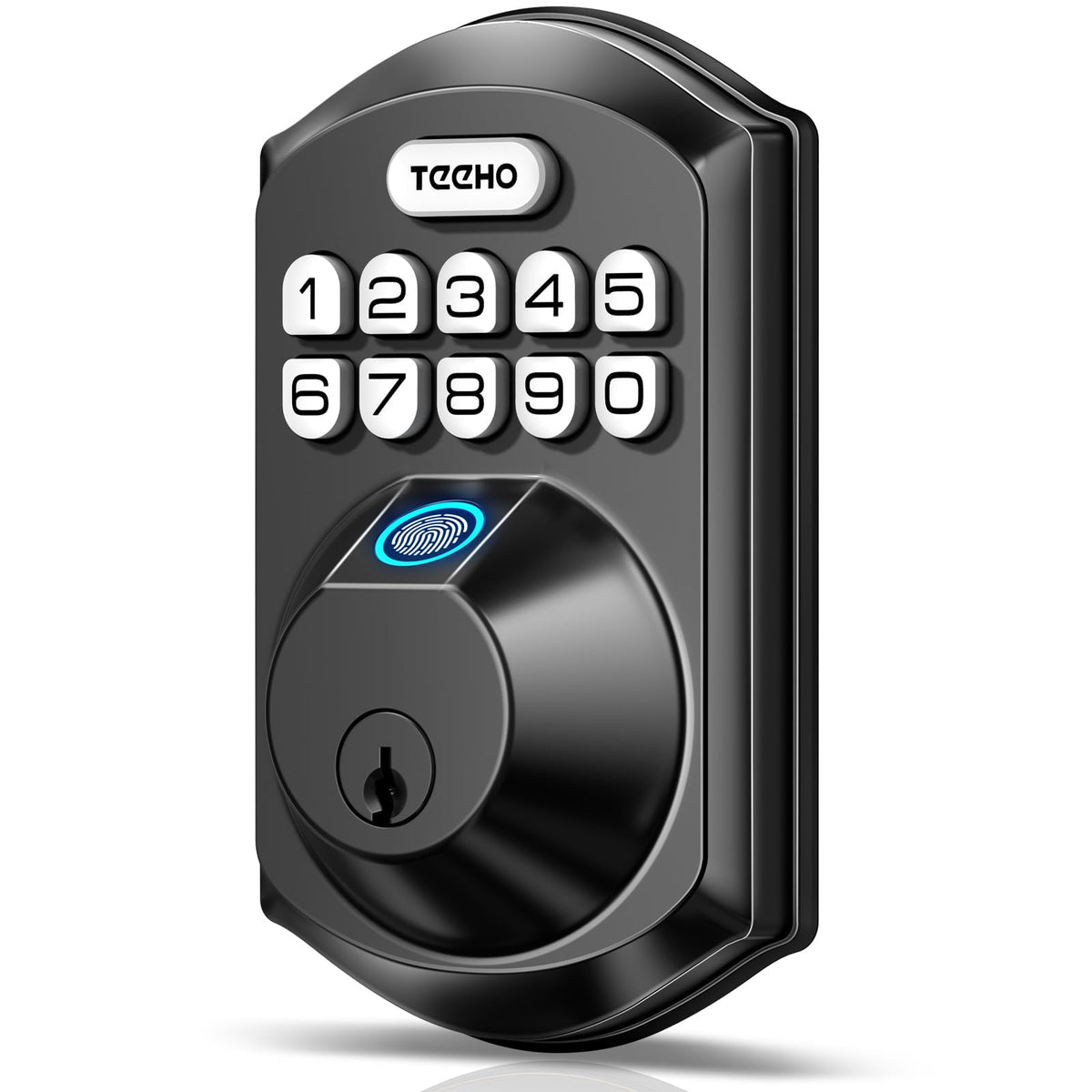 TEEHO TE002 Fingerprint Deadbolt with Keypad for Front Door, Matte Black