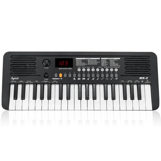 POGOLAB MK-2 37 Keys Kids Keyboard Piano, Portable Small Keyboard with 40 Songs, 200 Sounds, with MIDI Function, LED Display & Dual Speakers, Compact Mini Music Piano for Kids/Beginners (Black)