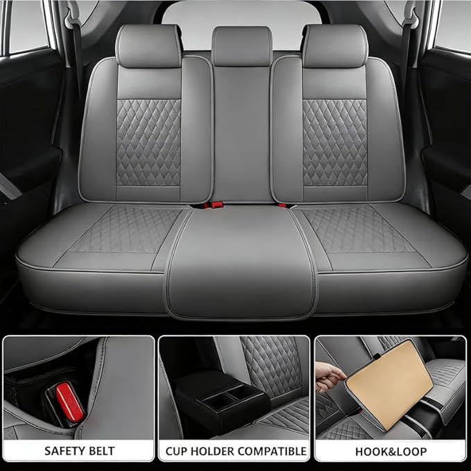 Car Seat Covers Full Set Custom Fit for Mercury Grand Marquis 1995-2011 - Premium Faux Leather with Lumbar Support | Breathable, Waterproof, Anti-Slip, Durable (Gray,Full Set)