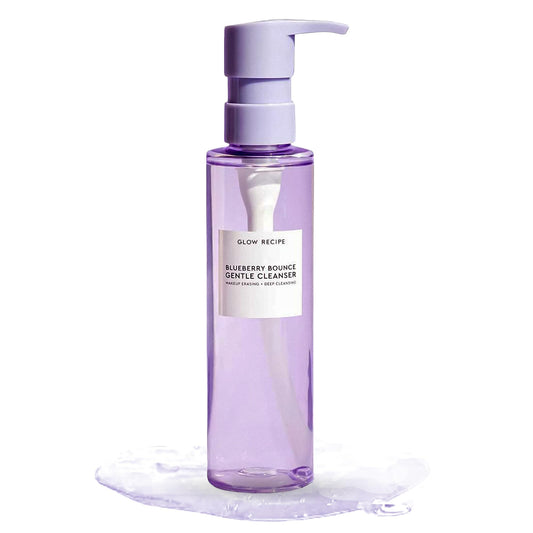 Glow Recipe Blueberry Bounce Exfoliating Face Wash - Foaming Facial Cleanser, Makeup Remover & Clarifying Mask - Hydrating Hyaluronic Acid & Gentle AHA for Sensitive Skin - Korean Skincare, 160ml