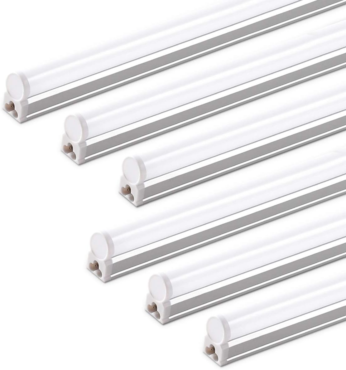 Barrina T5 LED Shop Light 2FT, 6500K (Super Bright White), Utility Shop Lights, Ceiling and Under Cabinet Light, ETL Listed, Corded Electric with Built-in ON/Off Switch, 6 Pack